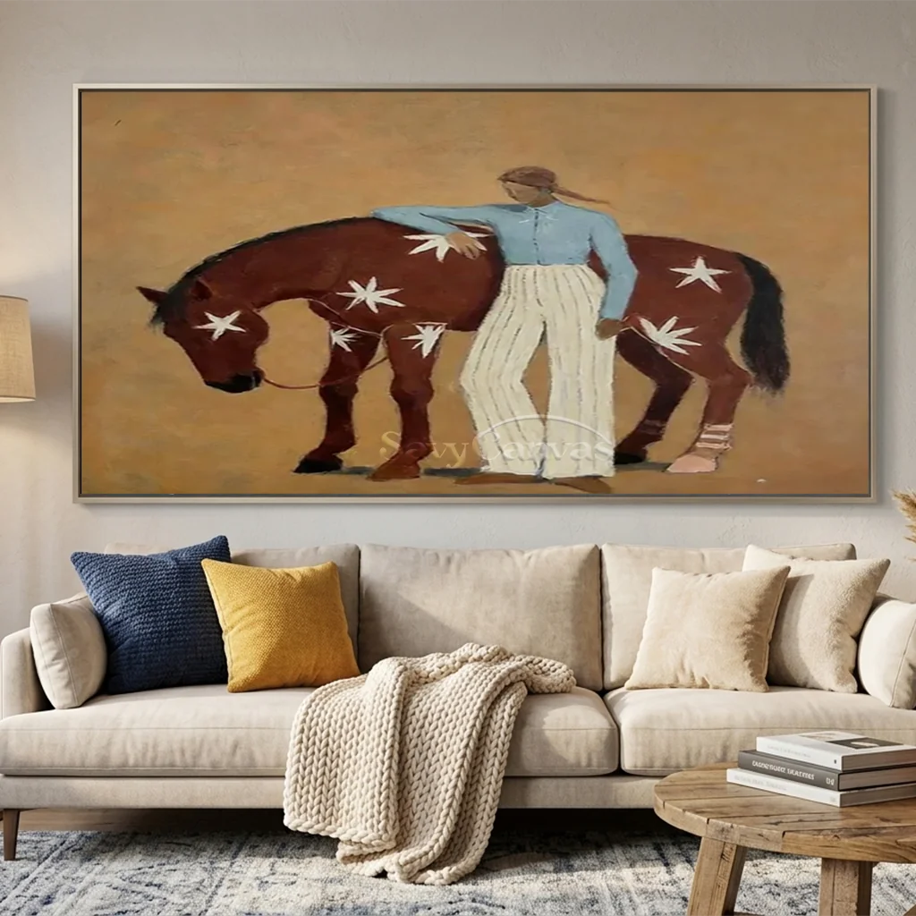 Expressionist Minimalist Starry Horse Oil Painting #SS 360