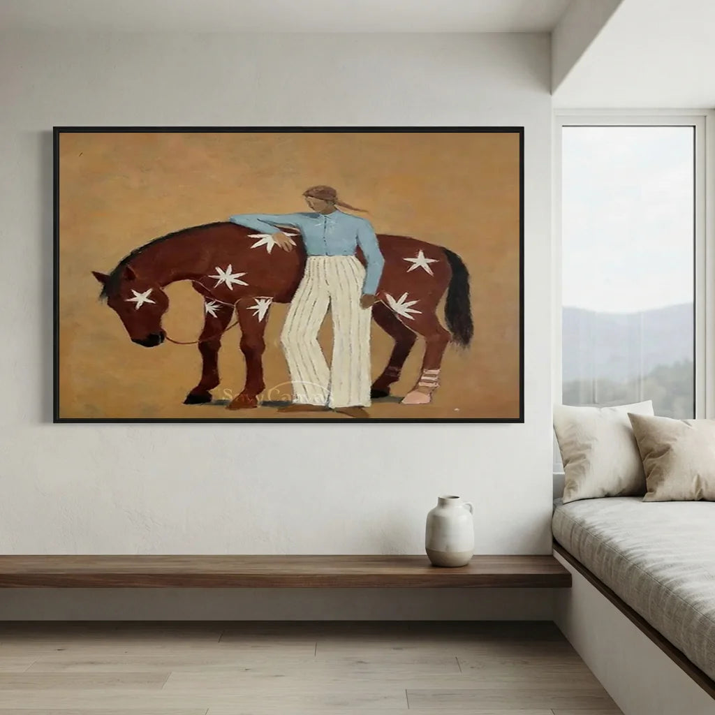 Expressionist Minimalist Starry Horse Oil Painting #SS 360