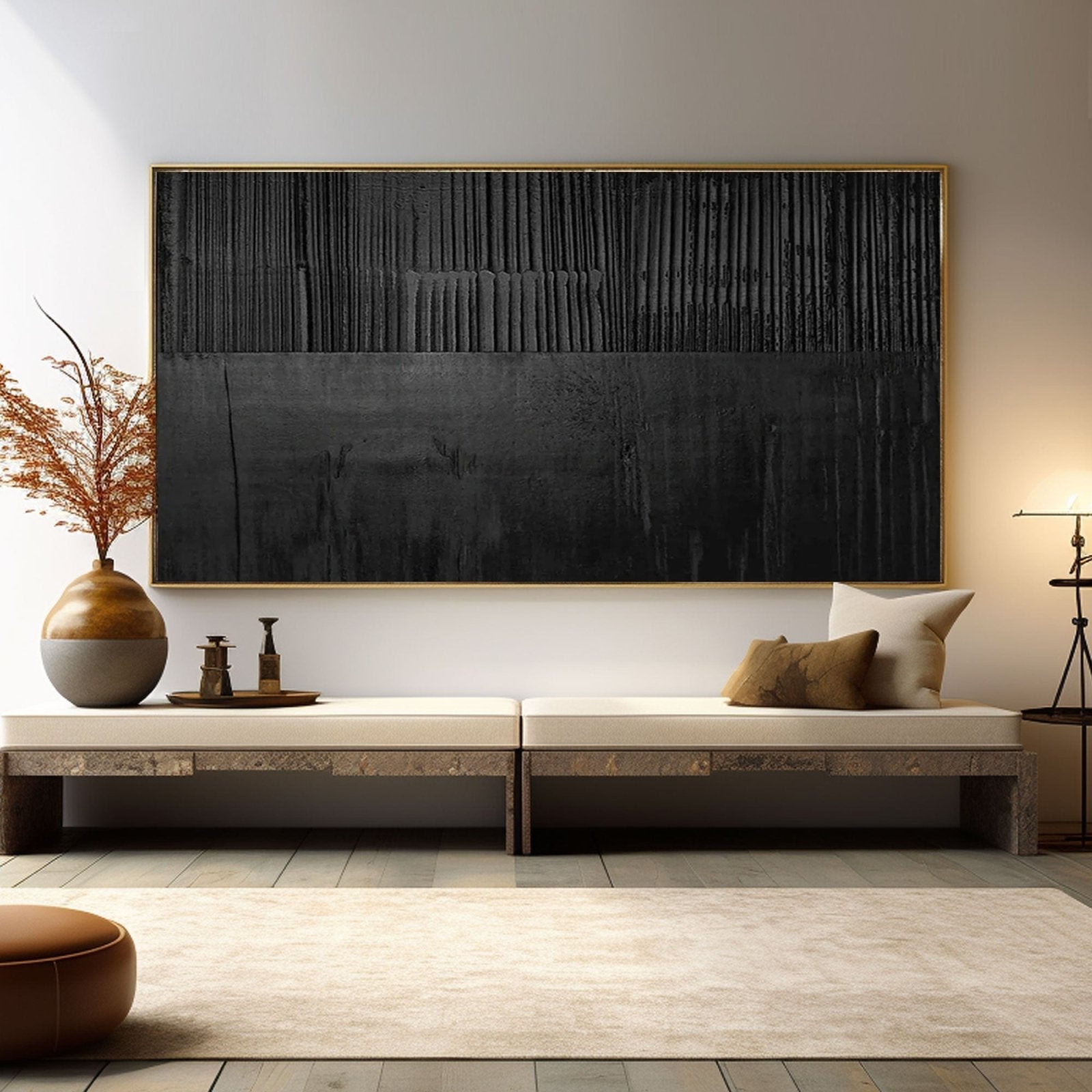 Brutalist Wabi Sabi Wall Art | Oversized Black Abstract #TC 215