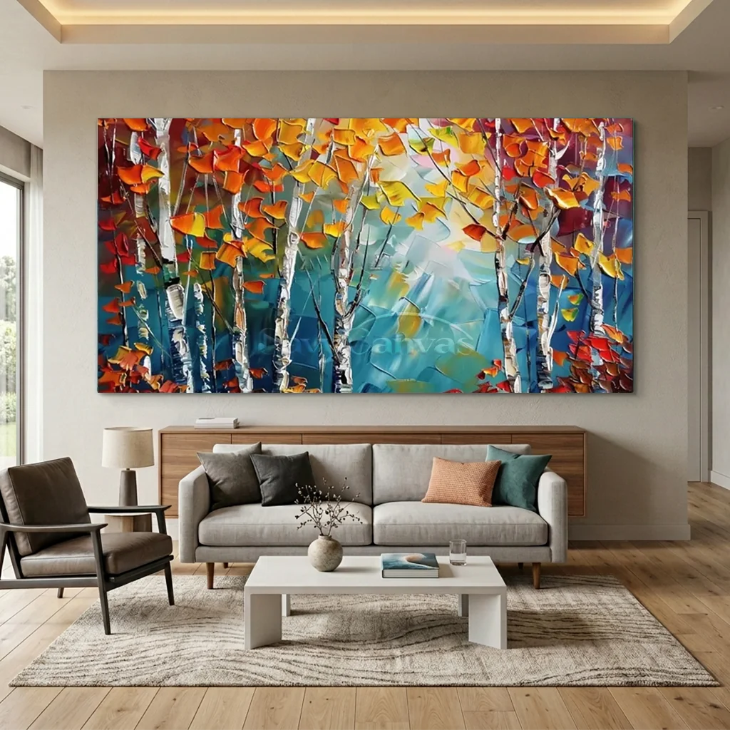 Modern Abstract Landscape Oil Painting – Textured Wall Art #JJ 326
