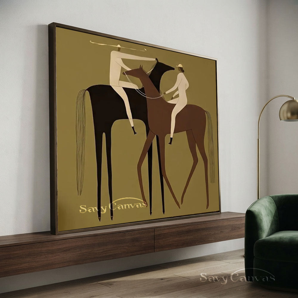 Modern Abstract Two Riders Horse Oil Painting #ZC 005