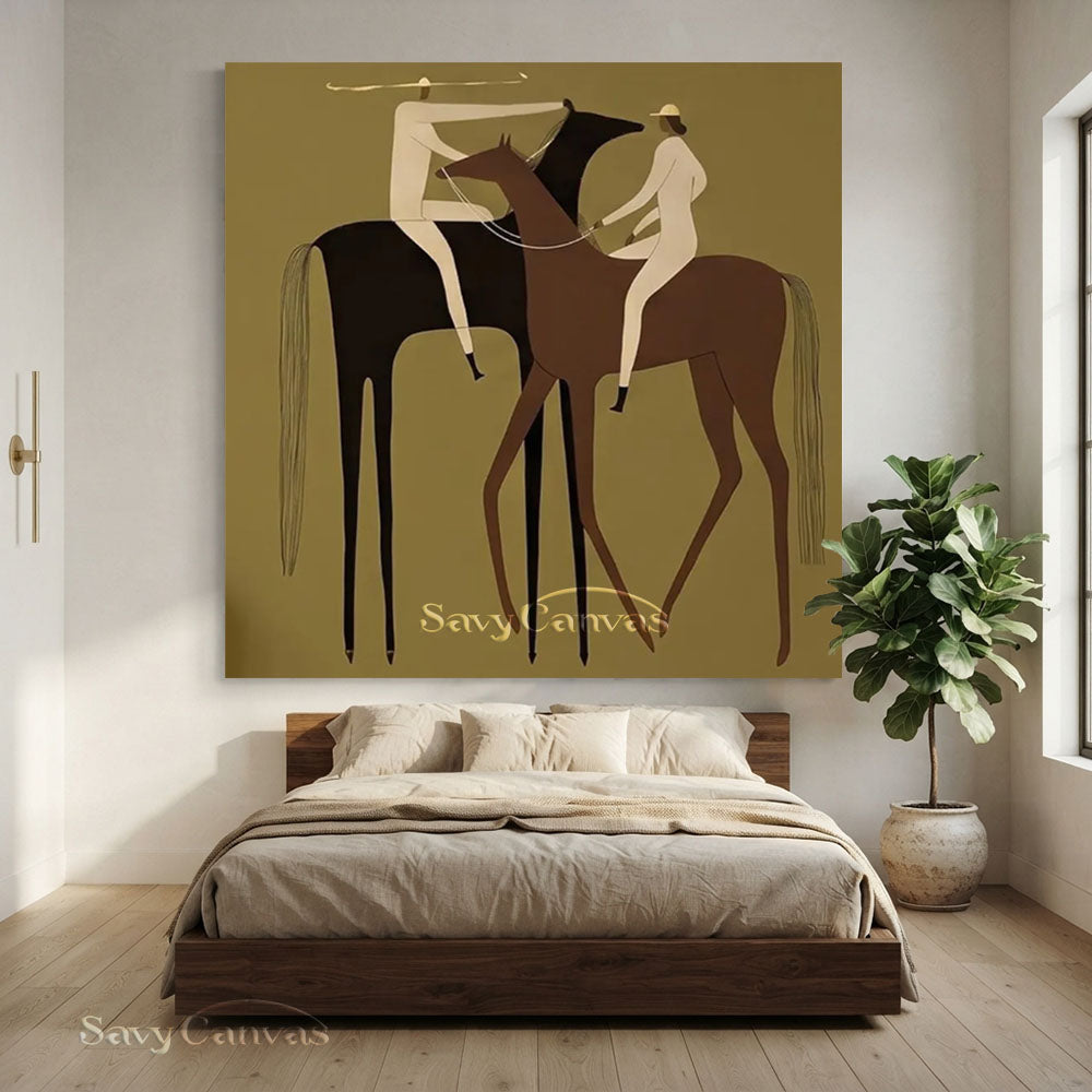 Modern Abstract Two Riders Horse Oil Painting #ZC 005