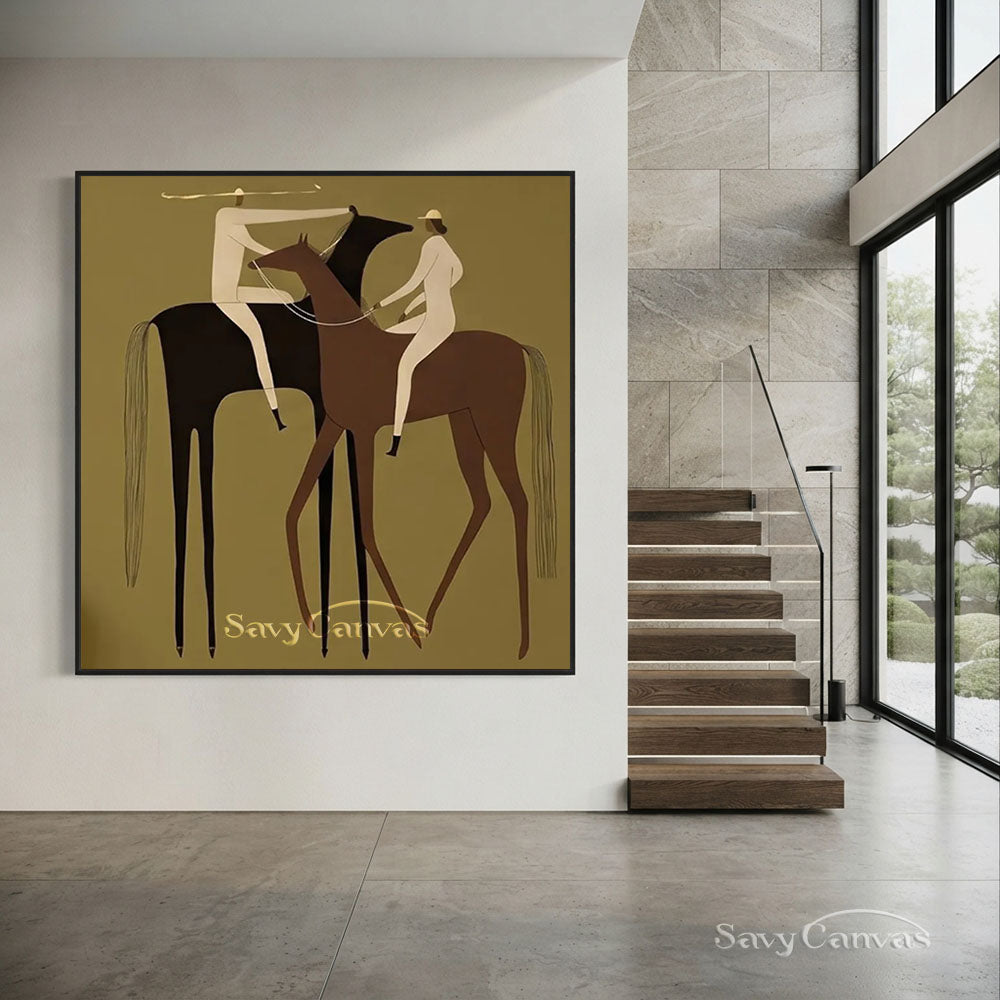 Modern Abstract Two Riders Horse Oil Painting #ZC 005