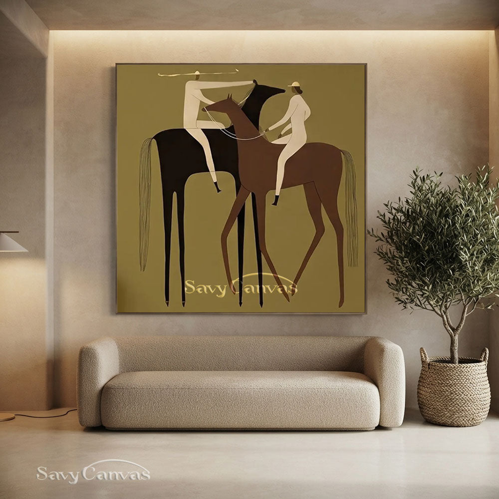 Modern Abstract Two Riders Horse Oil Painting #ZC 005