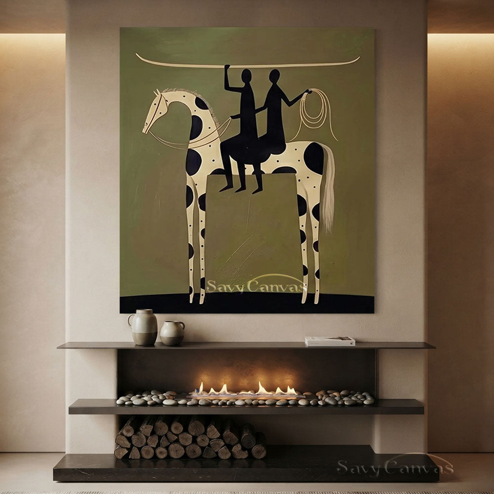 Modernist Spotted Horse Surf Riders Oil Painting #SS 216