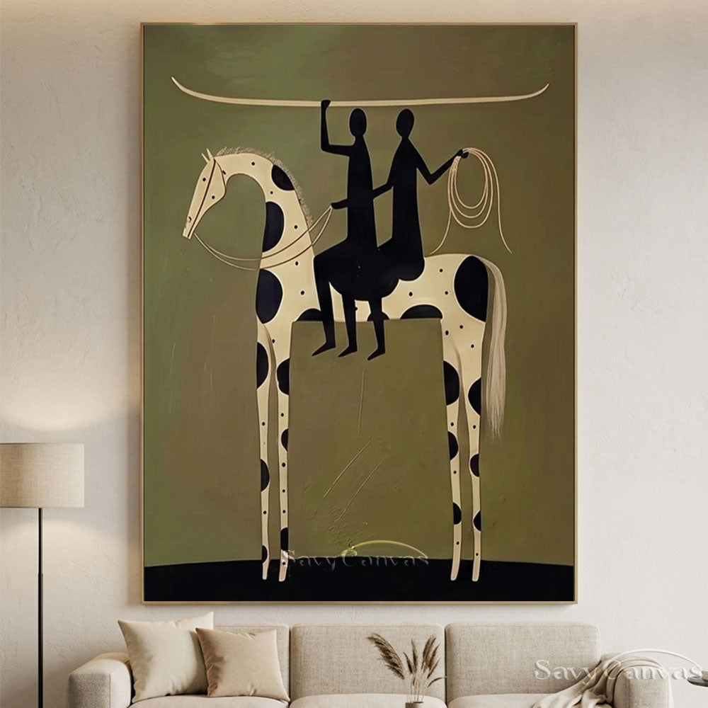 Modernist Spotted Horse Surf Riders Oil Painting #SS 216