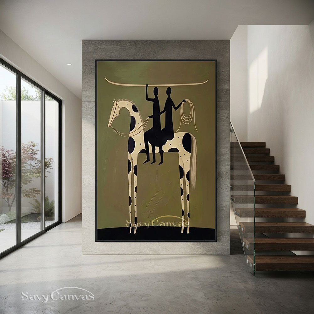 Modernist Spotted Horse Surf Riders Oil Painting #SS 216