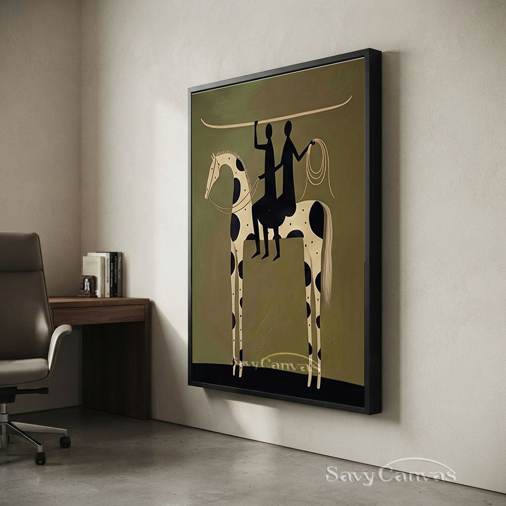 Modernist Spotted Horse Surf Riders Oil Painting #SS 216