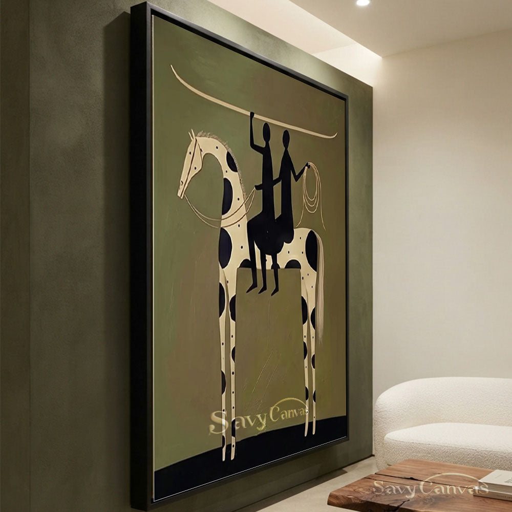 Modernist Spotted Horse Surf Riders Oil Painting #SS 216