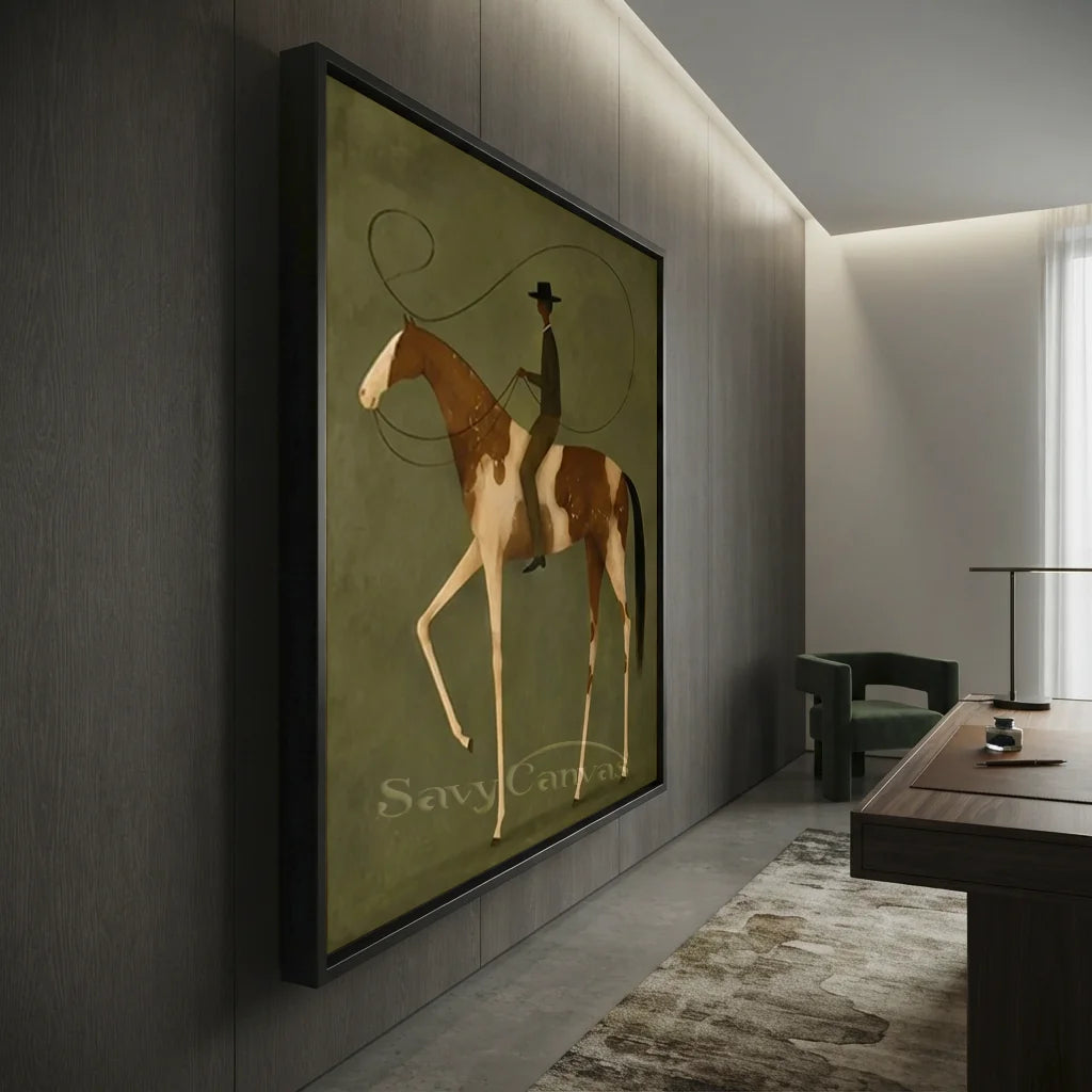 Handmade Surreal Equestrian Oil Painting, Olive Art #SS 336