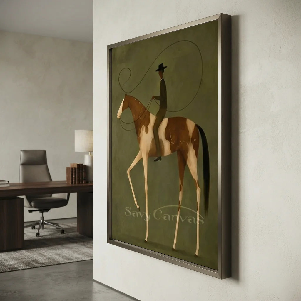 Handmade Surreal Equestrian Oil Painting, Olive Art #SS 336