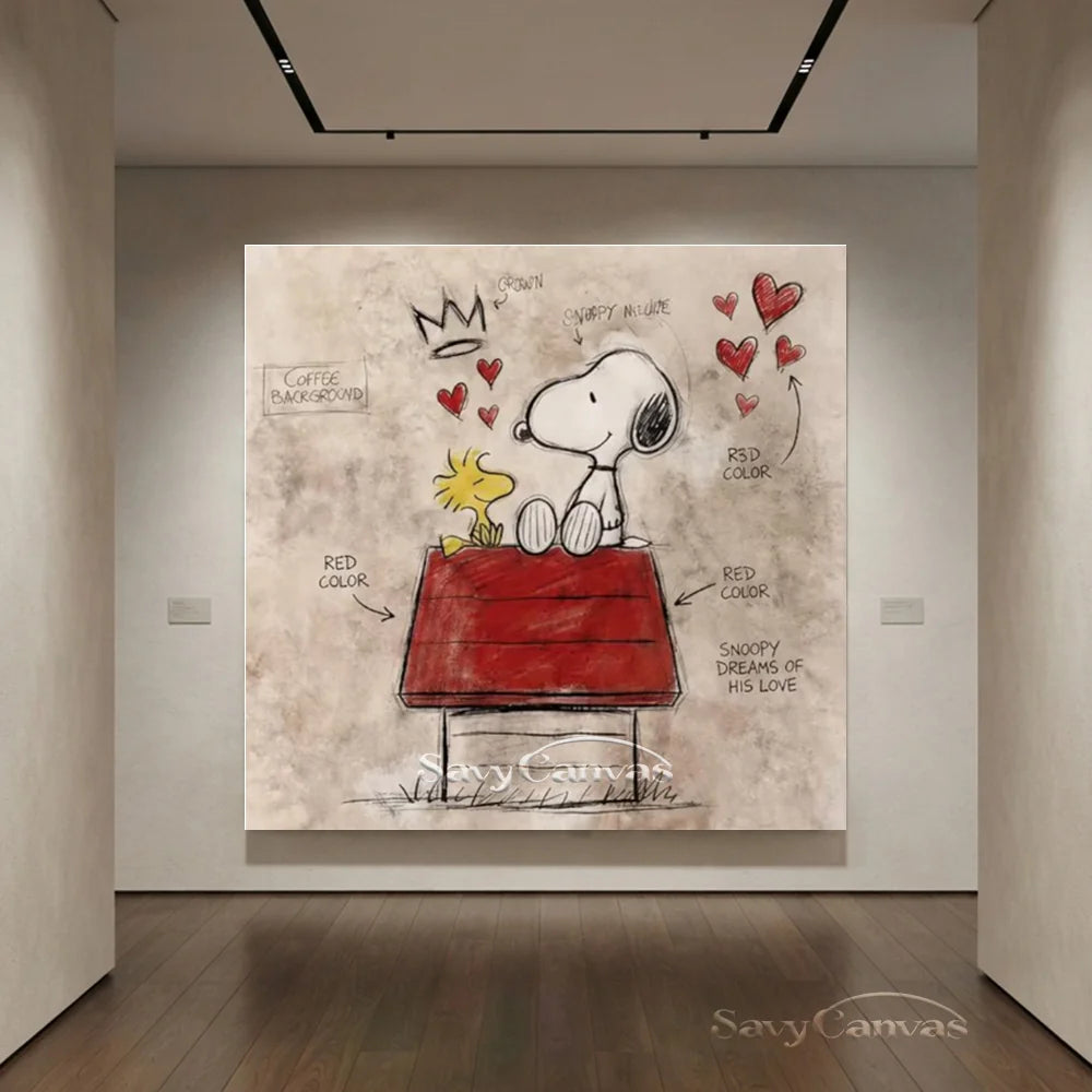 Pop Art Snoopy Red Roof Hand-painted Canvas #SS 271