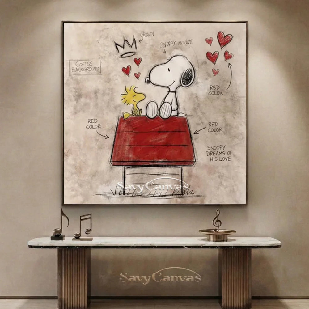 Pop Art Snoopy Red Roof Hand-painted Canvas #SS 271