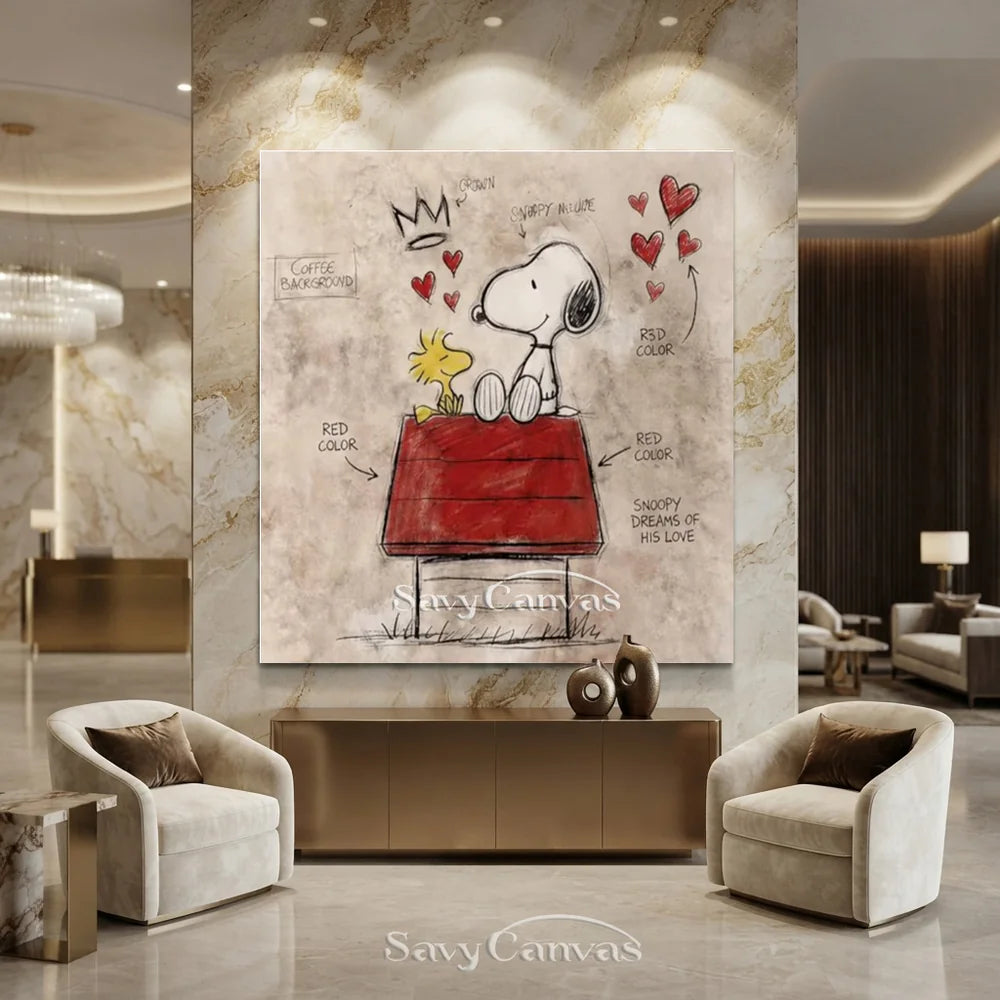 Pop Art Snoopy Red Roof Hand-painted Canvas #SS 271