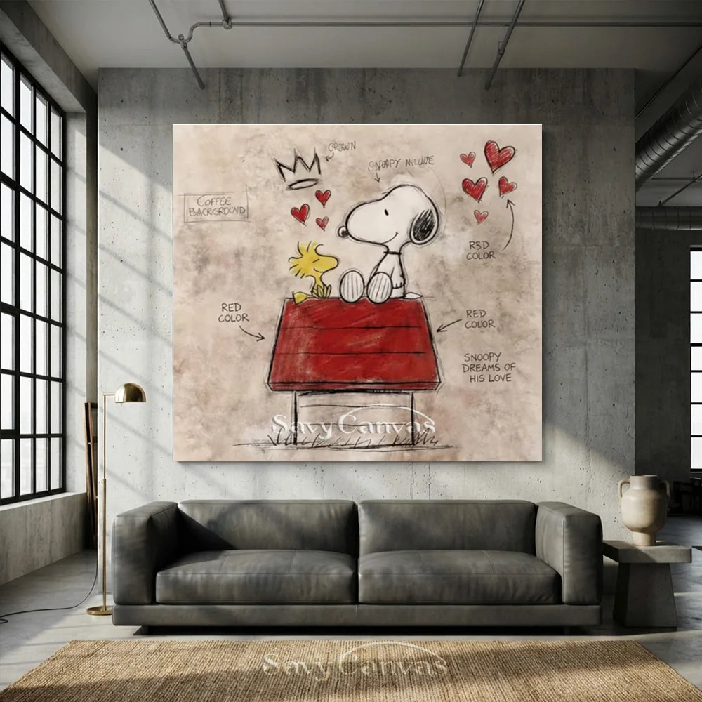 Pop Art Snoopy Red Roof Hand-painted Canvas #SS 271