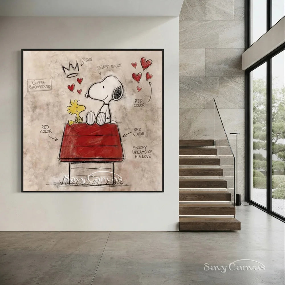 Pop Art Snoopy Red Roof Hand-painted Canvas #SS 271