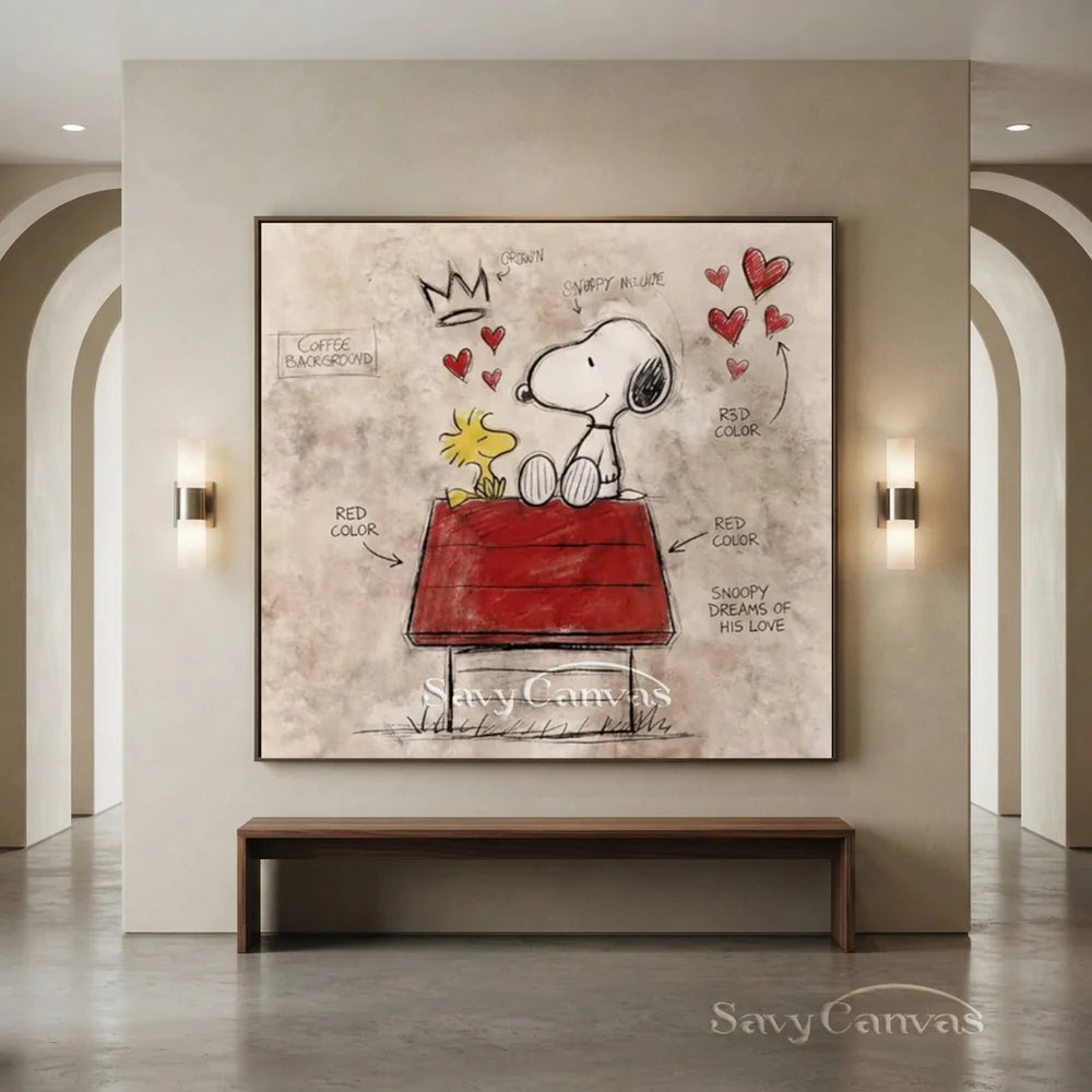 Pop Art Snoopy Red Roof Hand-painted Canvas #SS 271