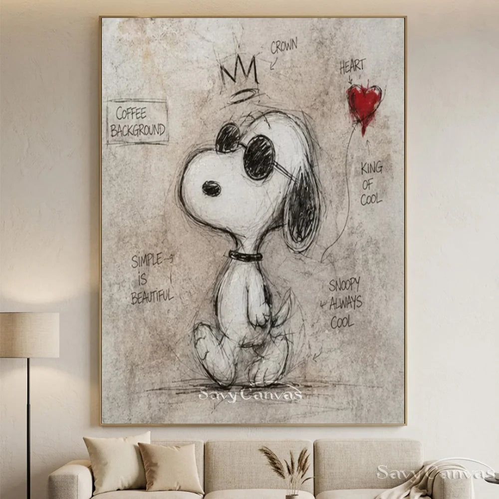 Pop Art Cool Snoopy Hand-painted Canvas #SS 264