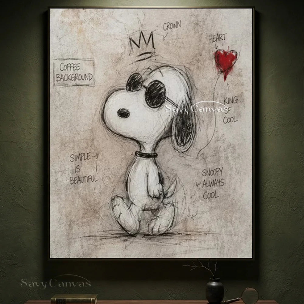 Pop Art Cool Snoopy Hand-painted Canvas #SS 264