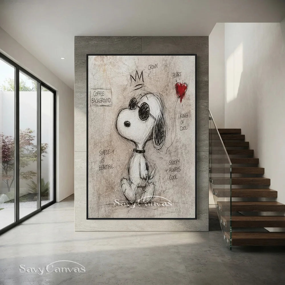 Pop Art Cool Snoopy Hand-painted Canvas #SS 264