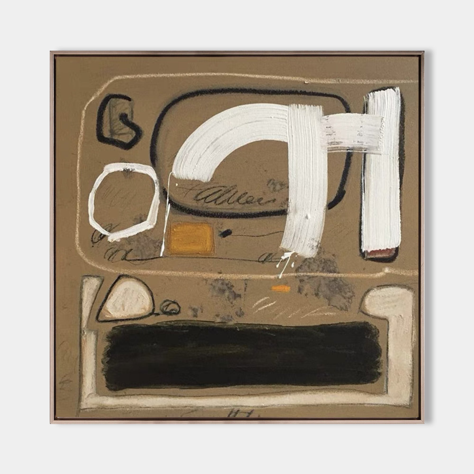 Earth Tone Abstract Canvas Wall Art | Warm Brown & Beige Painting #AA 418