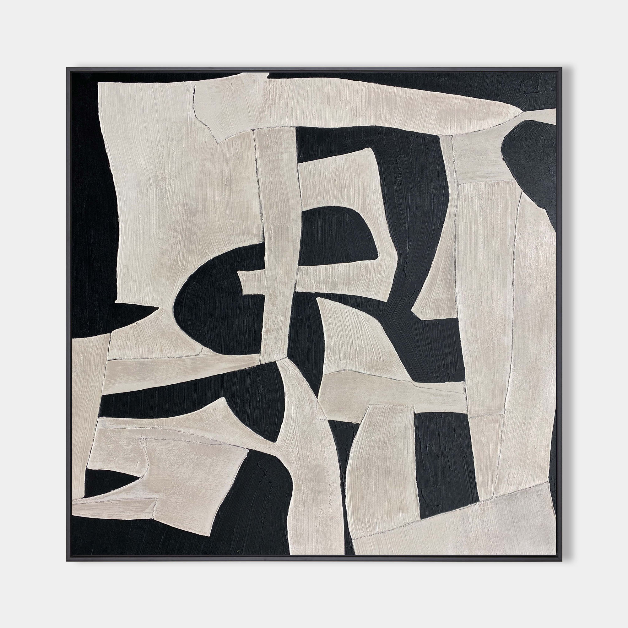 Modern Abstract Painting | Black and White Framed Art #AA 270