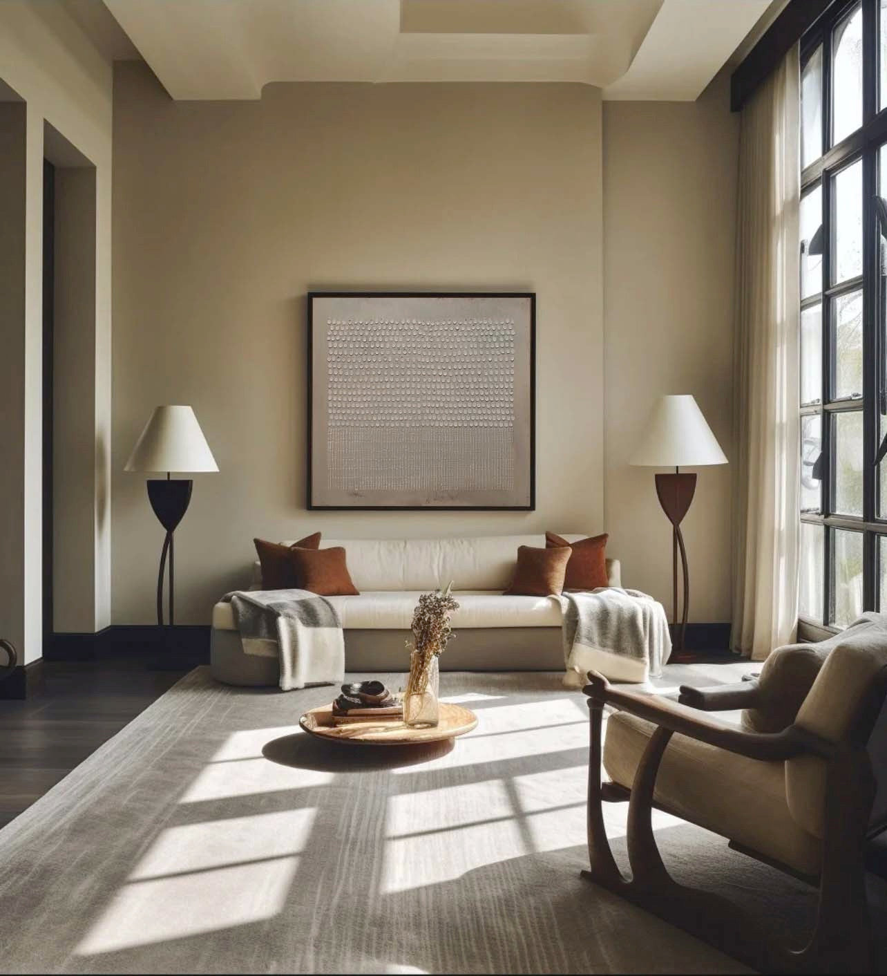 Minimalist Beige Monochromatic Wall Art | Neutral Texture Canvas #AA 424