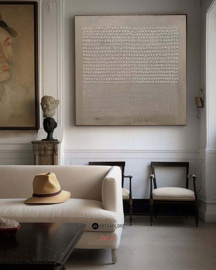 Minimalist Beige Monochromatic Wall Art | Neutral Texture Canvas #AA 424