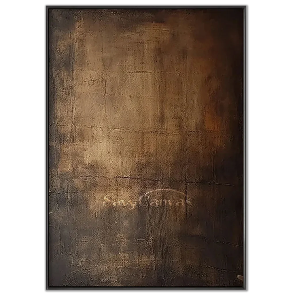 Moody Abstract Canvas Art | Large Dark Textured Brown Painting #JJ 076