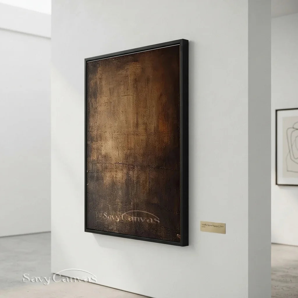 Moody Abstract Canvas Art | Large Dark Textured Brown Painting #JJ 076