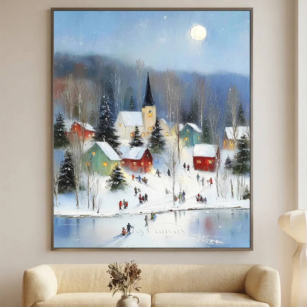 Moonlit-Winter-Village-Art-for-modern-living-room-decor-06.webp