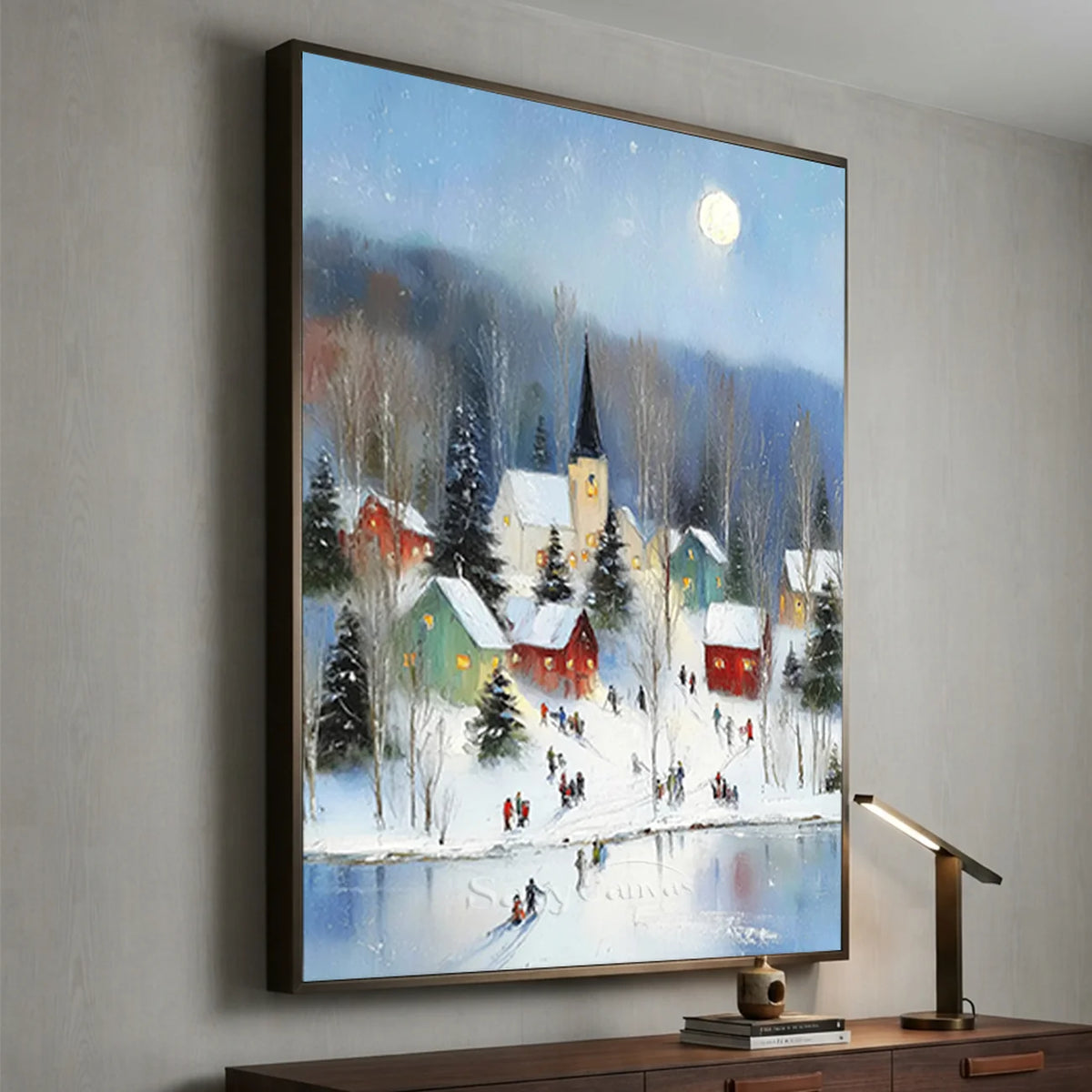 Moonlit-Winter-Village-Art-for-study-wall-05.webp