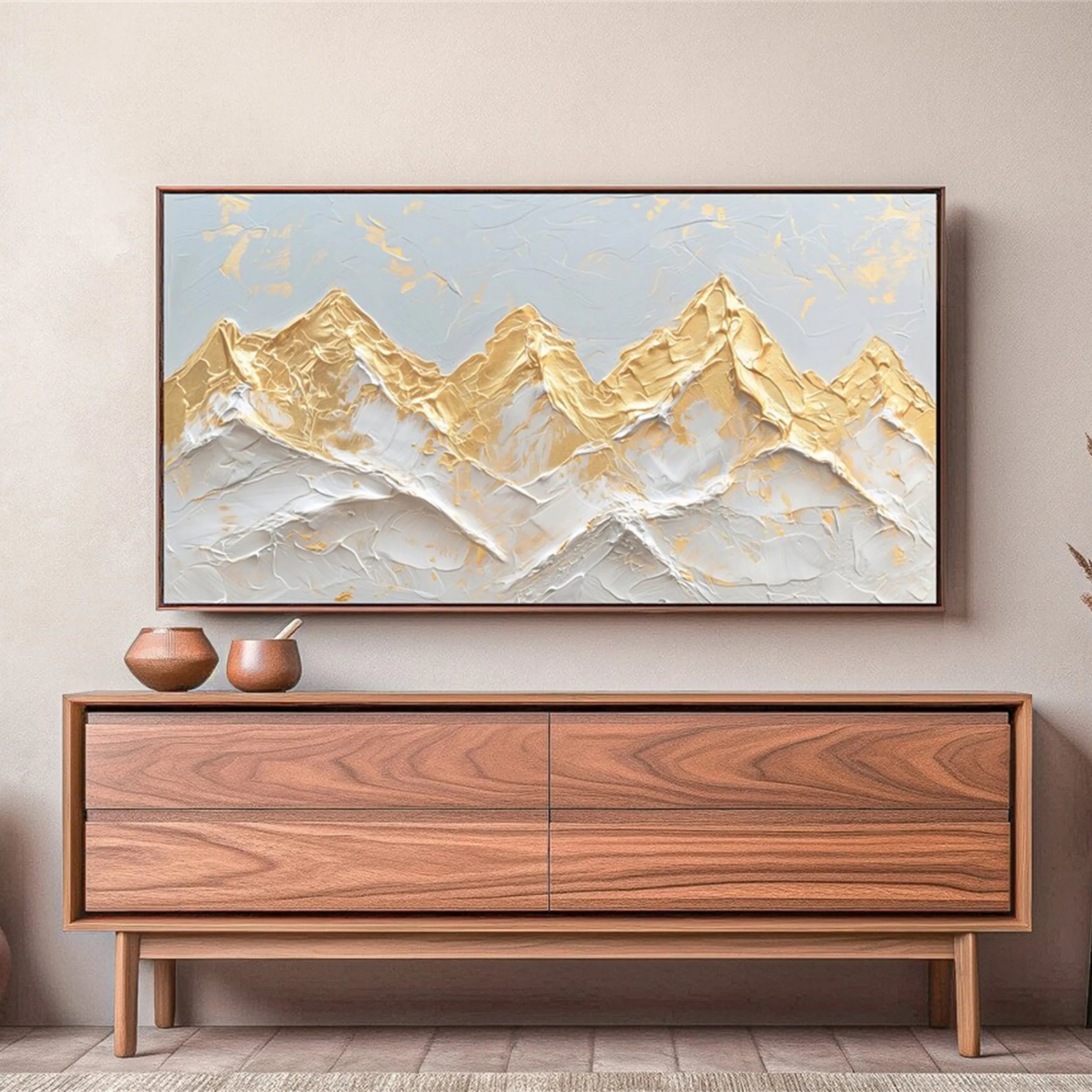 Snow & Gold – Modern Abstract Landscape