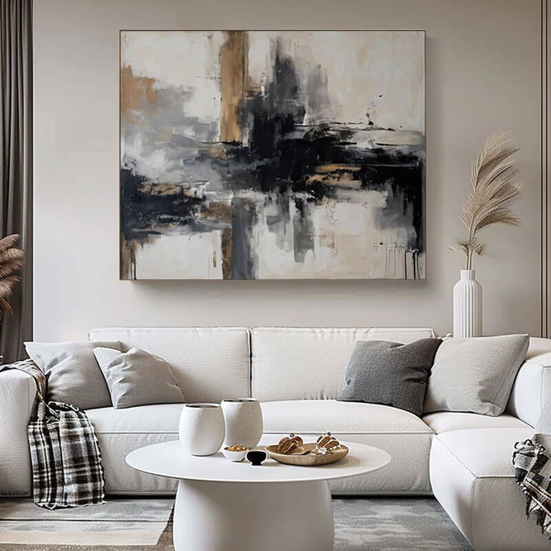 Grunge Texture Canvas Art | Rusty Gold & Grey Painting