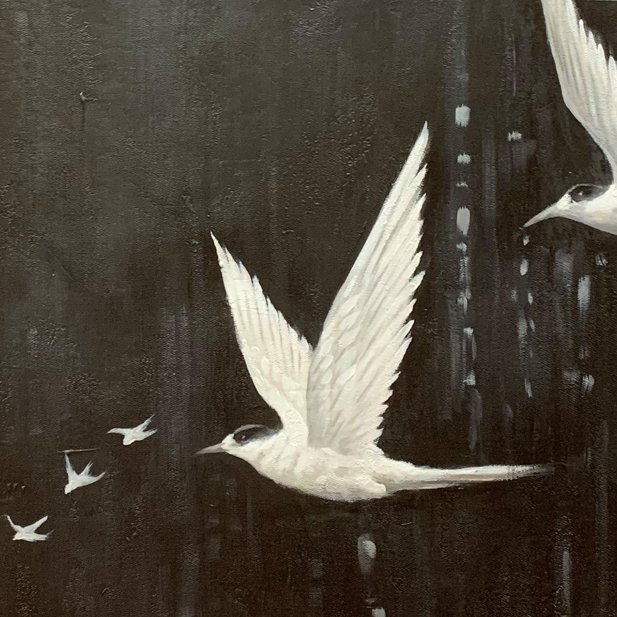Monochromatic Bird Art | Original Black & White Flight Painting #ZZ 26