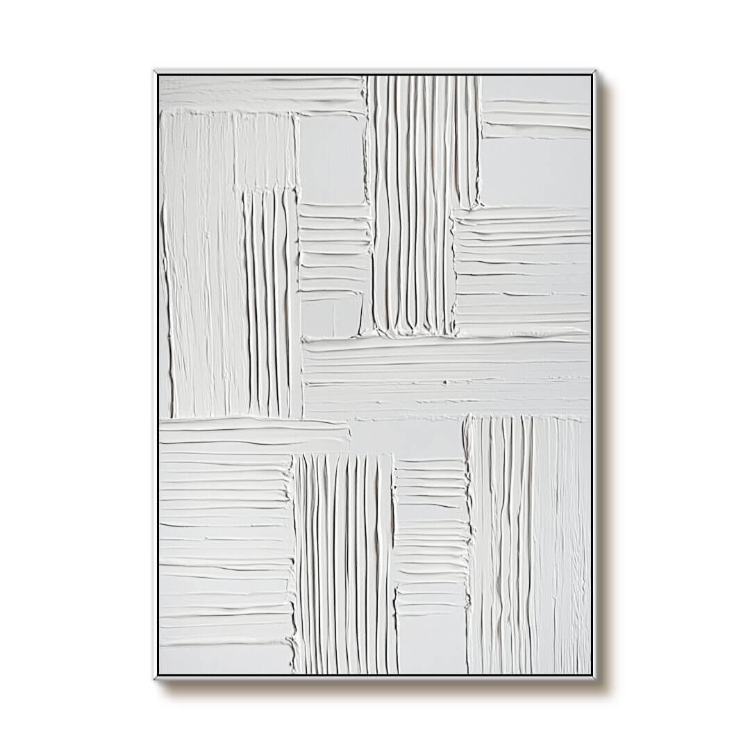 Textured 3D White Wall Art | Minimalist Plaster Painting #AA 073