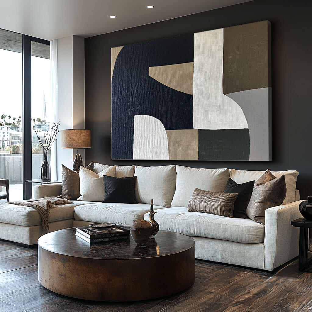 Geometric Color Block Art | Mid-Century Modern Wall Decor #JJ 443