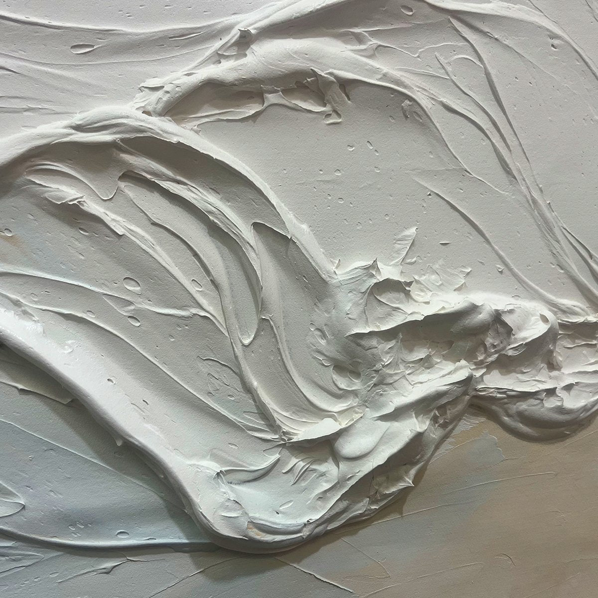 Large White and Pale Blue Textured Canvas | Minimalist 3D Art #AA 432