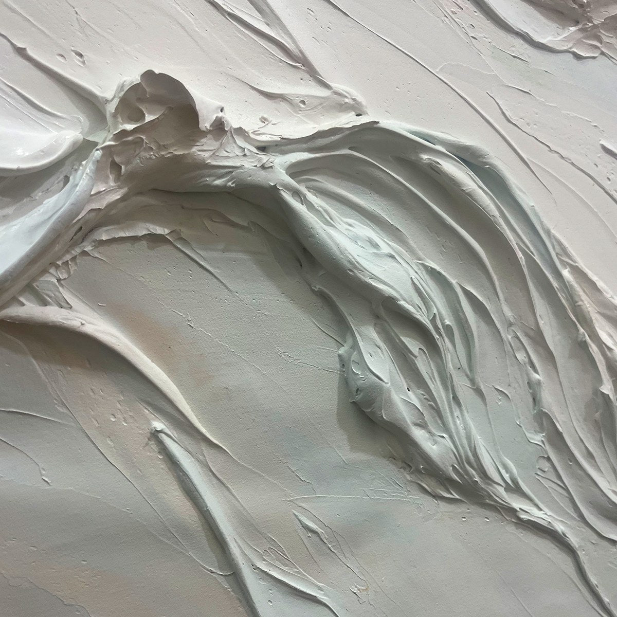 Large White and Pale Blue Textured Canvas | Minimalist 3D Art #AA 432