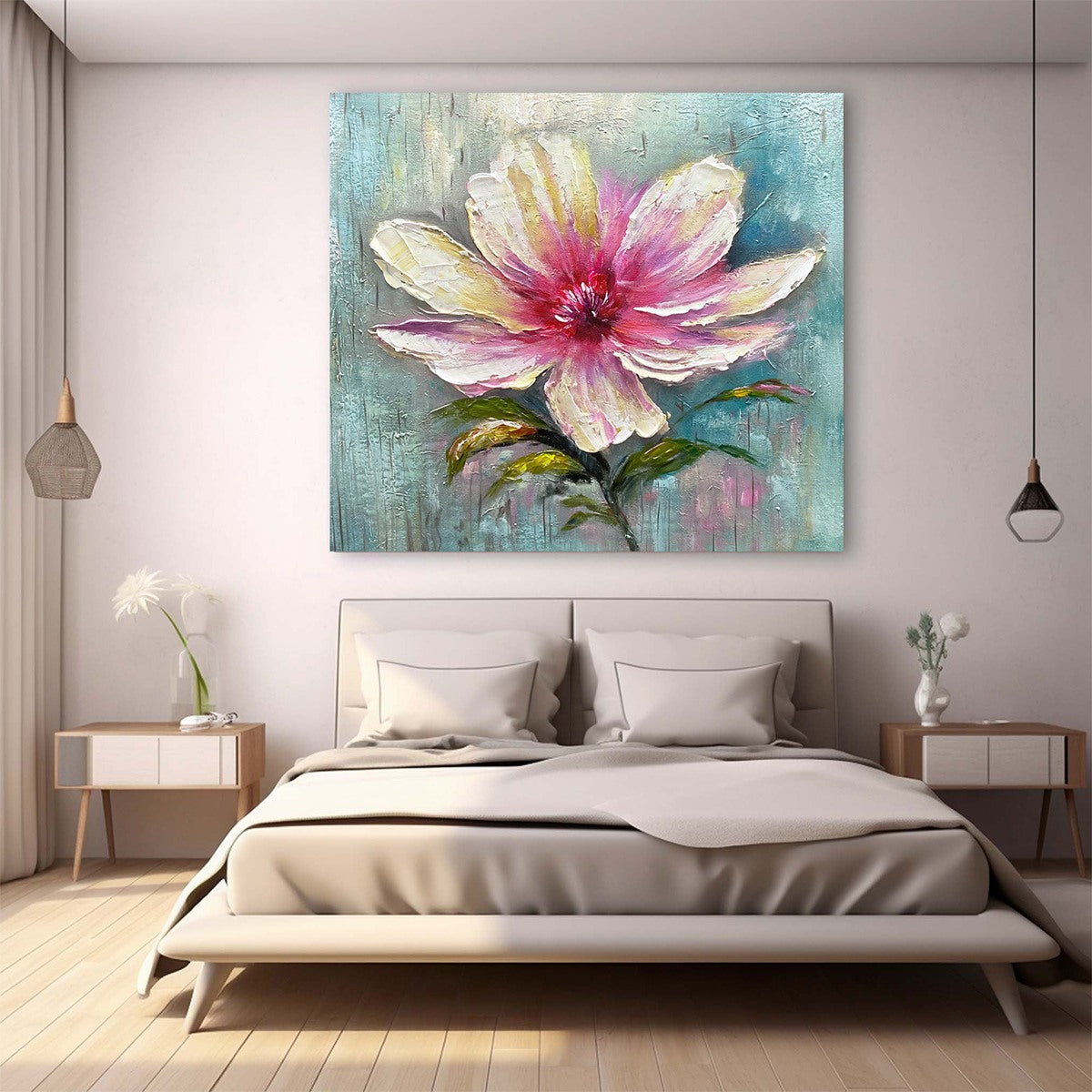 Modern Impressionist Flower Art | Pink Blossom Painting #AA  128