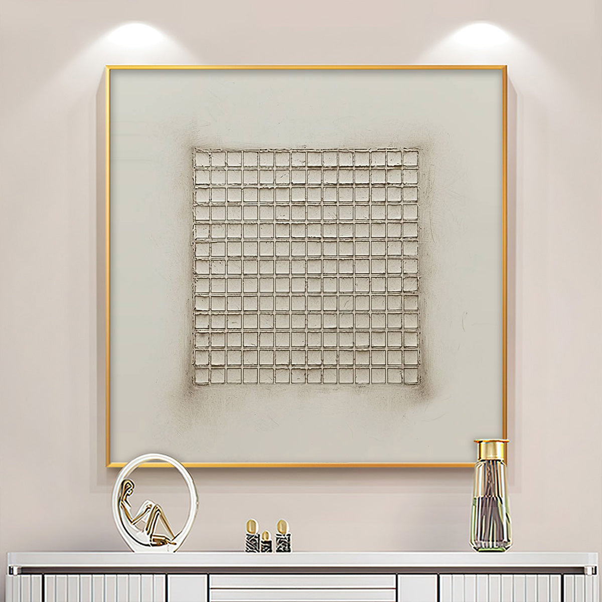 Modern Geometric Grid Art | Minimalist Square Painting