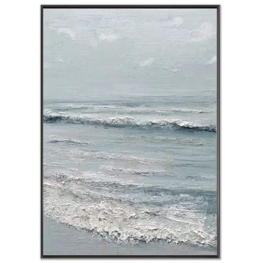Handpainted Textured Ocean Waves Coastal Seascape Oil Painting #ZC 55