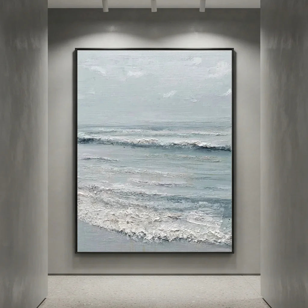 Handpainted Textured Ocean Waves Coastal Seascape Oil Painting #ZC 55