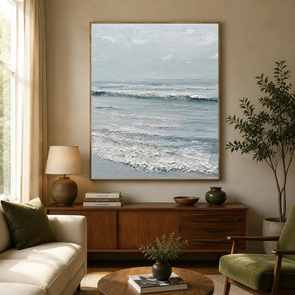 Handpainted Textured Ocean Waves Coastal Seascape Oil Painting #ZC 55