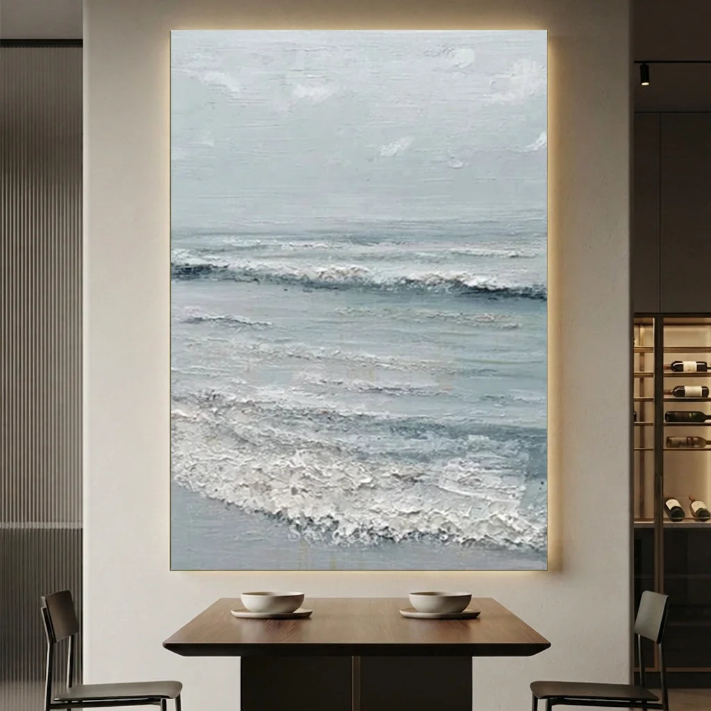 Handpainted Textured Ocean Waves Coastal Seascape Oil Painting #ZC 55