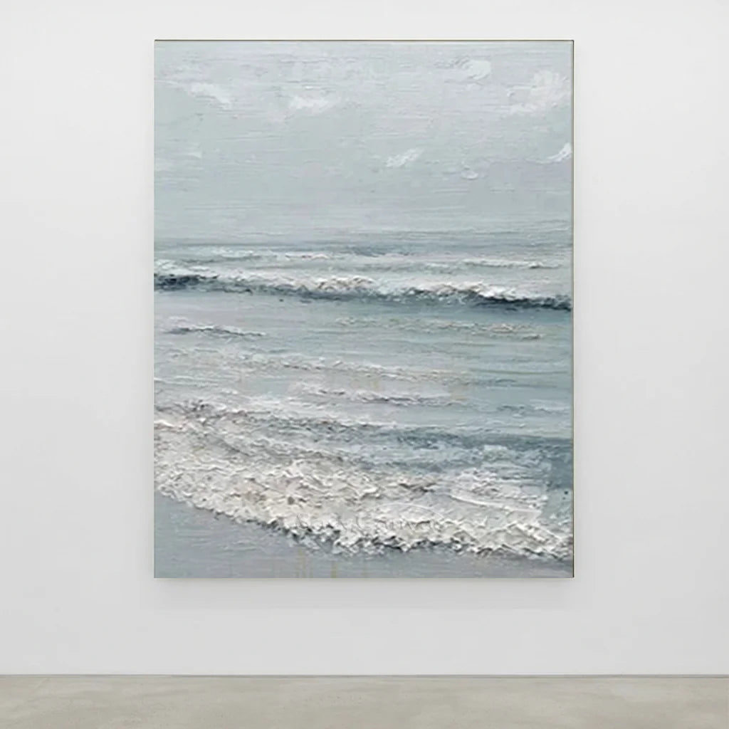 Handpainted Textured Ocean Waves Coastal Seascape Oil Painting #ZC 55