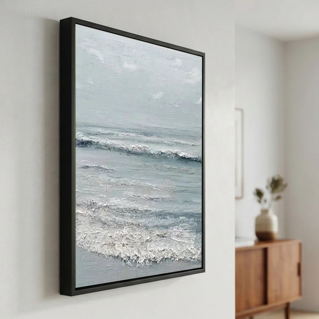 Handpainted Textured Ocean Waves Coastal Seascape Oil Painting #ZC 55