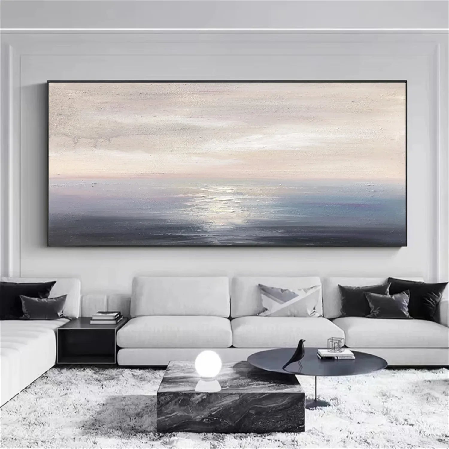 Calm Seascape Abstract - Soft Color Oil Painting #JJ 107