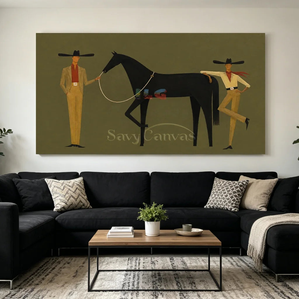 Expressionist Western Cowboy Panoramic Oil Painting #SS 361