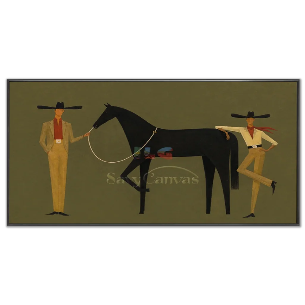 Expressionist Western Cowboy Panoramic Oil Painting #SS 361
